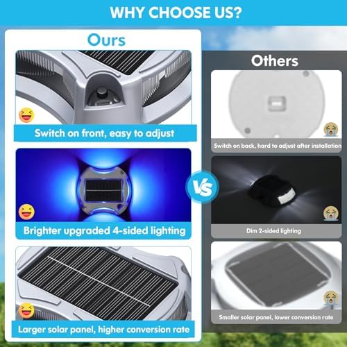 Solar Driveway Lights Deck Dock Lights Outdoor 12 Pack, 9 Colors in 1 - Image 4