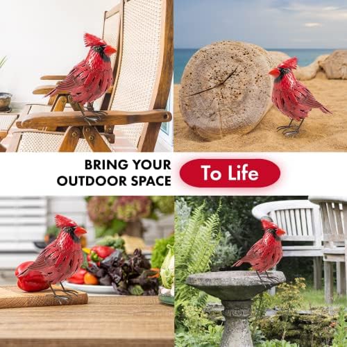 Cardinal Statue Metal Bird Yard Art, Garden Yard Sculpture Art - Red Large Realistic Standing - Christmas, Outdoor Fall, Winter, Spring, Summer Decoration - Handmade Ornament Decor Mom, Sympathy Gifts - Image 5