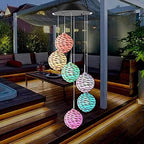 Changing Pink Ball Wind Chime Light Wind Mobile Outdoor Waterproof Garden Light for Patio Yard Decor - Image 4