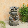 Sunlinua 29H Realistic Rock Cascading Outdoor Water Fountain with 4 Tiers by Sunlinua