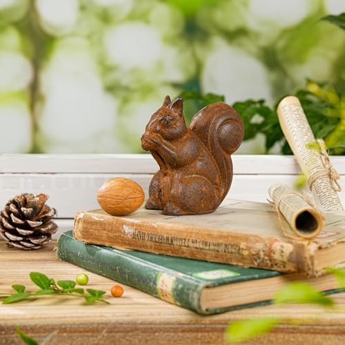 Sungmor Cast Iron Rust Squirrel Statue, Multi-Purpose Paperweight Doorstop - Image 3