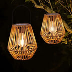 Livinlarge Solar Lanterns Outdoor Waterproof,Wicker Solar Lantern 2 Pack | - Image 2