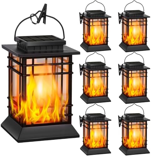Brightever 6-Pack Solar Lanterns Outdoor Lights, Upgraded Flickering Flame Solar Lanterns Outdoor Waterproof, Hanging Solar Lights for Outside with Clip, Solar Lantern Lamps for Backyard Garden Decor by Brightever