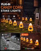 Halloween Candy Corn Pathway Lights with Spooky Faces,4-Light - Image 3