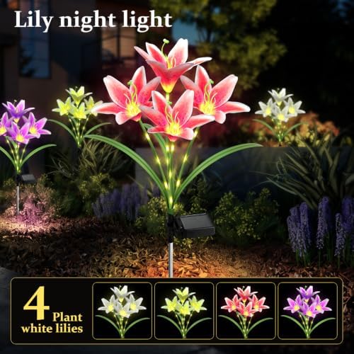 4 Pack Lily Solar Path Lights, IP65 Waterproof Adjustable Landscape Lights - Image 7