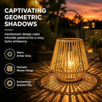 Handwoven Rattan Solar Lanterns, Waterproof Outdoor Hanging Solar Lanterns with Handles, Boho Ambient Lights for Garden, Patio, Yard, Porch, Pathway & Table Decor (2) - Image 2