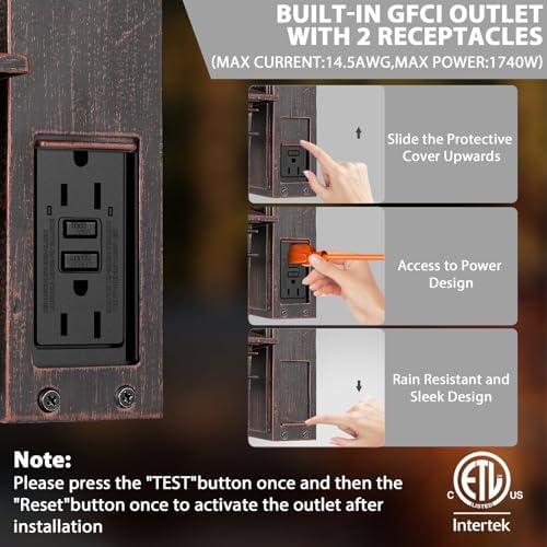 Porch Light with GFCI Outlet, 2 Pack Dusk to Dawn Outdoor Wall Lights - Image 2