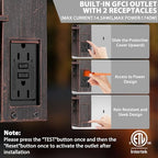 Porch Light with GFCI Outlet, 2 Pack Dusk to Dawn Outdoor Wall Lights - Image 2