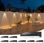 NIORSUN Solar Fence Lights,8 Pack Solars Deck Light,Warm White Color,Outdoor Bulb Waterproof Led IP65,Power Patio Lamp with Lenses for Outside/Backyard/Railing/Yard(Black) by NIORSUN