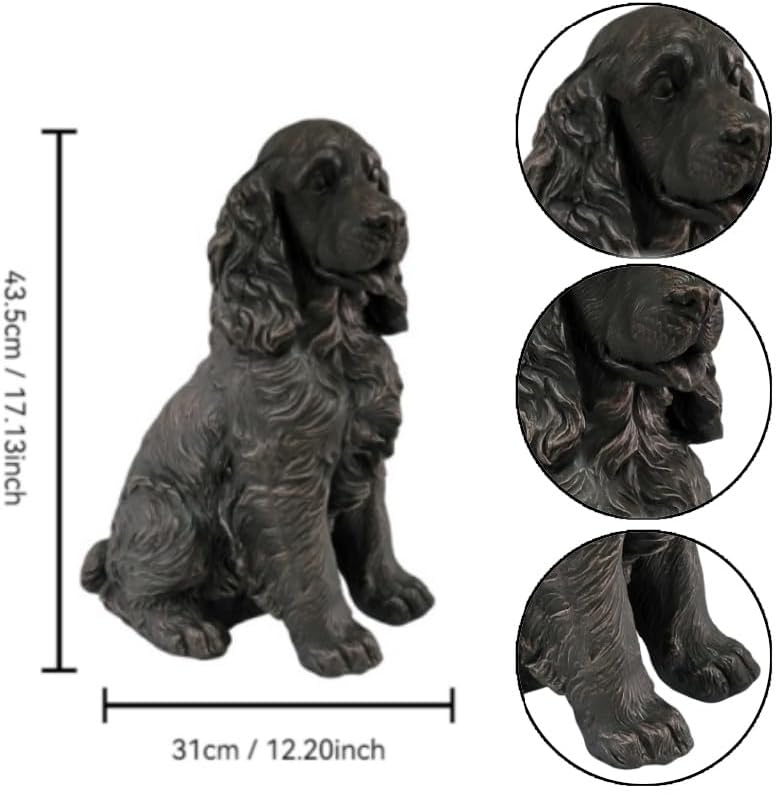 18" Resin Cocker Spaniel Dog Statue Hunting Sculpture Vintage Bronze - Image 2