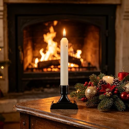 Enpornk 12 Pcs Window Candles with Sensor, Ivory with Black Holders - Image 4