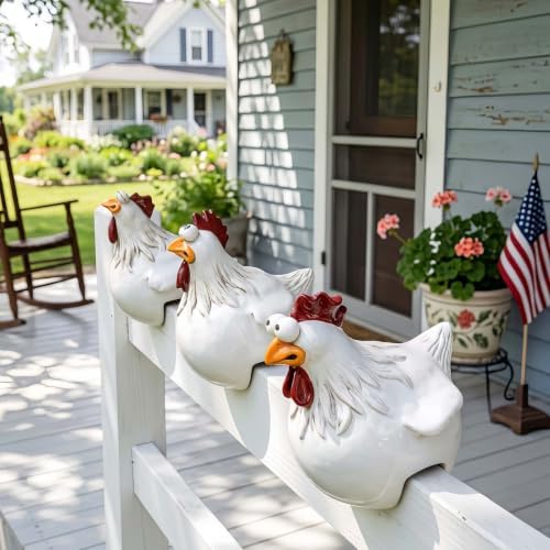 Funny Farm Chickens Statues,Cute Chicken Fence Decoration,Resin Chickens Decor,Outdoor Real Animal Statue,Chicken Sculpture,Perfect for Home Garden Stairs,Farm,Patio,Backyard - Image 6