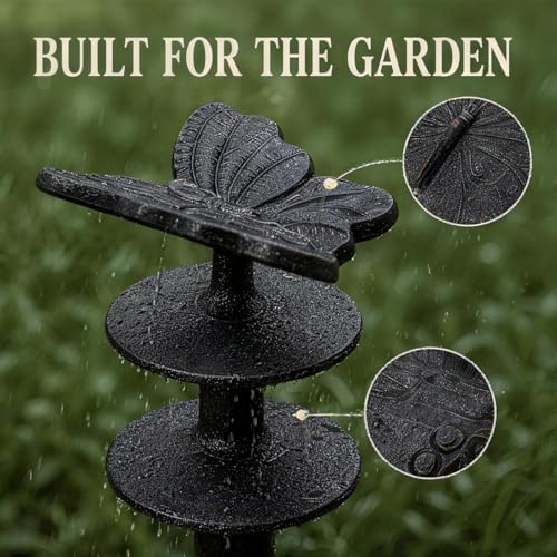 2 Pack 10.63 Inch Butterfly Shaped Cast Iron Garden Stakes Solid Yard Decor Hose Guides for Garden Stable Hose Holders for Outside Lawn Flower Bed Layout - Image 5