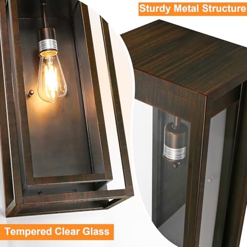 19 Inch Brown Outdoor Wall Light Fixtures, 2 Pack Porch Lights - Image 5
