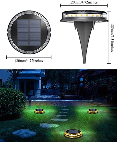 4-Pack Solar Ground Lights Warm White Light Disk Light Solar Powered Outdoor Waterproof in-Ground Lights Warm White Light for Pathway, Yard, Deck, Lawn, Patio, Walkway - Image 2