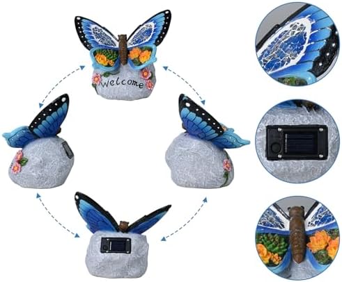Yiosax-Garden Statue Butterfly Decor-Solar Outdoor Butterfly Light-Butterfly Figurine Decoration for Patio,Balcony,Yard,Lawn Ornament Garden Gift Women Mom - Image 6