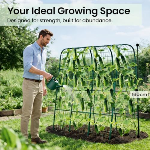 63" H x 47" L x 23" W Arch Trellis for Garden – Heavy-Duty Plant Support with Nylon Net & 100 Leaf Ties, Garden Trellis Arch for Climbing Plants Outdoor & Raised Bed - Image 6