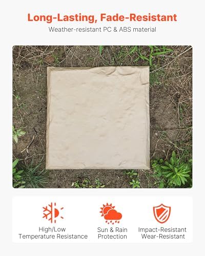 VEVOR Garden Stepping Stones, 8Pcs 15.5 x 15.5 in, Decorative Stepping Stones with Stakes, Weather-Resistant Plastic Pathway Pavers, Smooth Surface, Outdoor Walkway for Lawn Patio Landscape, Beige - Image 2
