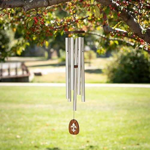 Woodstock Chimes Fleur de lis Wind Chime for Outside, Medium Silver 31" Windchime Tuned to La Marseillaise France's National Anthem ADFL1 - Image 2