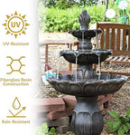 Sunnydaze Classic Tulip 46 in. 3-Tiered Outdoor Water Fountain - Dark Brown - Image 4