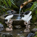 LUOZZY 2 Pcs Red Crowned Crane Figurine with Base for Aquarium Fish Tank - Image 3