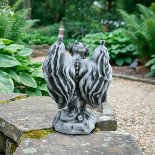 OLOMA Sitting Gothic Gargoyle Concrete Garden Statue Outdoor Yard Decor Handmade Beast Fantasy Sculpture Weather Resistant Cement Lawn Ornament Patio Porch Yard Lawn Decor - Image 4