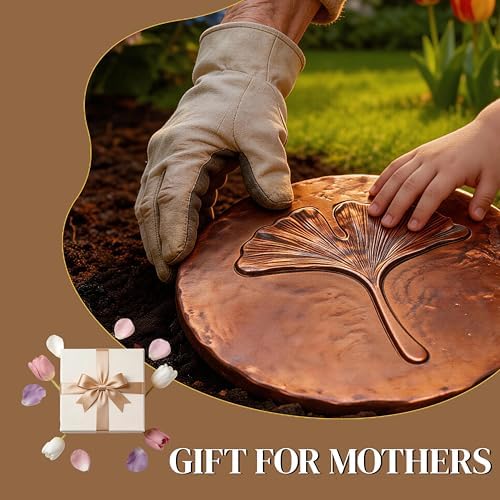 Stepping Stones Outdoor Set of 3, 10.8" Antique Ginkgo Bronze Garden Stones Outdoor Decorative Set – Grandma Mothers Day Gifts, Garden Memorial Stone for Loved Ones, Backyard Pathway Pavers, Walkway - Image 7