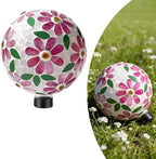 Lily's Home Colorful Mosaic Glass Gazing Ball, Durable Outdoor Reflective Globe - Enhances Yard, Patio, Home Ambiance for Garden Lovers, Vibrant Glass Flower Pattern (10" Diameter) by LilysHome