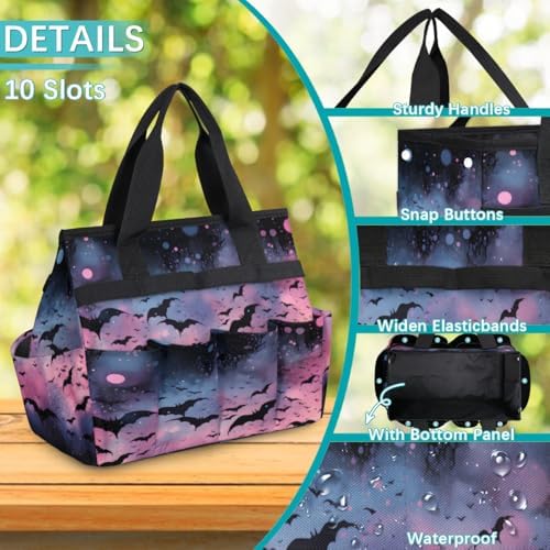 Bat Garden Tool Bag Organizer Heavy Duty Halloween Bat Gardening Tote Bag with 10 Pockets for Women Men Gardening Gifts - Image 5