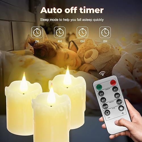 6 PCS Real Wax Rechargeable Flameless Warm White LED Candles,Remote - Image 5