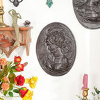 Sungmor Brown Cast Iron Wall Decor,Oval-shaped Classical Lady Relief Plaque - Image 6