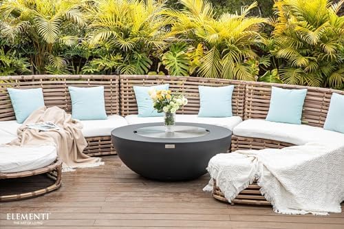 Elementi Lunar Bowl Cast Concrete Fire Table Bundle, Outdoor Fire Pit Fire Table Patio Furniture, Dark Gray (Natural Gas) - Image 7