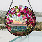 Stained Glass Window Hanging Flower Lake Suncatcher Gifts for Women 12" - Image 4