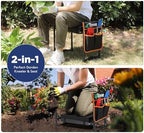 Tovve Foldable Garden Kneeler and Seat, Heavy Duty Garden Stool with 10" Wide Detachable Kneeling Pad, Portable Garden Bench Chair with Large Garden Tool Bag, Gardening Gifts for Women, Seniors, Mom - Image 3