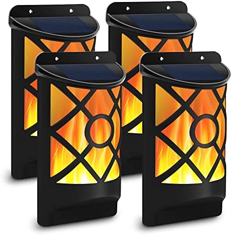 Aityvert Solar Flame Lights Outdoor, Waterproof Flickering Flame Solar Lights Dark Sensor Auto On/Off 66 LED Solar Powered Wall Mounted Night Lights Lattice Design for Patio Deck Driveway by Aityvert