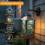 Solar Lantern Vibrant Stained Glass Design Bass Fish Aquatic Fishing Lovers Garden Hanging Lantern Waterproof Solar Powered Lighting Outdoor Table Lamp for Deck Yard Patios Trees Decor - Image 5