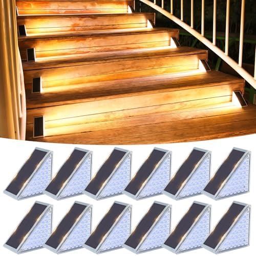 VOLISUN Solar Step Lights for Outside 12 Pack, Solar Stair Lights Outdoor by VOLISUN