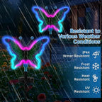 Solar Butterfly Lights Outdoor,Butterfly Solar Lights for Outside, Solar Garden Decor, Outdoor Garden neon Lights,Pathway Butterfly Lights, Gifts for mom (Light Blue,2pack) - Image 4