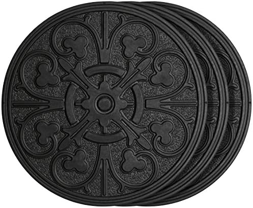 HF by LT Rubber Compass Scroll Garden Stepping Stone, 11-3/4 inches, Black, Set of 3 by HFbyLT