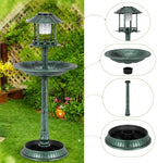 LDAILY Outdoor Bird Bath, 42’’ Solar Lighted Pedestal Birdbaths with Birds Feeder ,20’’ Water Bowl, Flower Planters and 3 Stakes, Attract Birds Antique Bird Bath for Outside Garden, Yard (Green, 42‘’) - Image 2