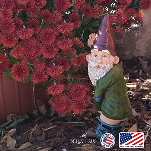 Gnome Statue - 10.3" Tall Polyresin - Willy The Peeing Garden Gnome for Lawn Ornaments, Indoor or Outdoor Decorations - Red and Green Funny Gnomes - Image 2