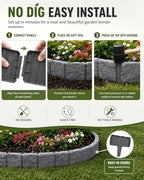 Faux Stone Garden Fence No Dig Landscape Edging Border (White, 20pcs) - Image 4