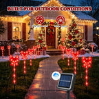 Solar 5PCS Christmas Bow Outdoor String Lights with Stakes Decor Red - Image 3