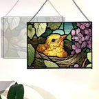 Chick Emerging from Nest in Spring Rectangular Stained Glass Suncatcher – Hanging Window Panel with Animal & Nature Scene – Vibrant Glass Art Gift for Wildlife, Fantasy, Nature Lovers vvIbID - Image 3