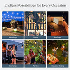 Brightech Glow Solar LED String Lights - Commercial Grade Waterproof Patio Lights with Beautiful Brass Accents - Shatterproof LED Solar Outdoor String Lights - 1W, Soft White Light - 27 Ft - Image 6