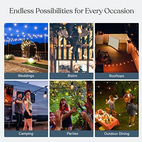 Brightech Glow Solar LED String Lights - Commercial Grade Waterproof Patio Lights with Beautiful Brass Accents - Shatterproof LED Solar Outdoor String Lights - 1W, Soft White Light - 27 Ft - Image 6