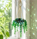 Green Beaded Plant Sun Catchers Crystal Beads Plants Hanging for Window by ApisNest