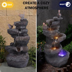 Cascading Rock Water Fountain with LED Lights Resin Stone Imitation Waterfall Tabletop Water Fountain Relax Decor for Home Office - Image 3