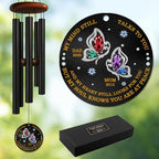 Personalized Butterfly Memorial Wind Chime – “My Mind Still Talks to You” Custom Engraved Name & Years – Sympathy Gift for Loss of Parent or Loved One – Outdoor Remembrance Windchime Keepsake by AlpadilCo