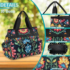 Mexican Flowers Garden Tool Bag, Garden Tote Storage Bag with 10 Pockets, Indoor and Outdoor Colorful Mexican Gardening Tool Organizer for Women Men - Image 5